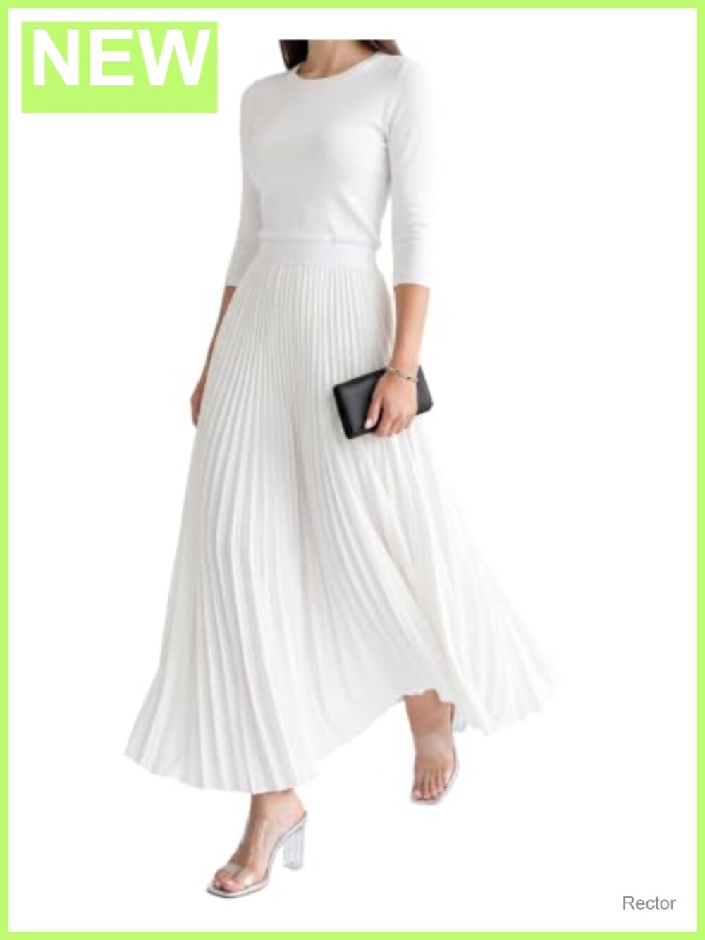 Women's Pleated Maxi Skirt A-Line Ankle-Length Flowy Non-Sheer Pull-On